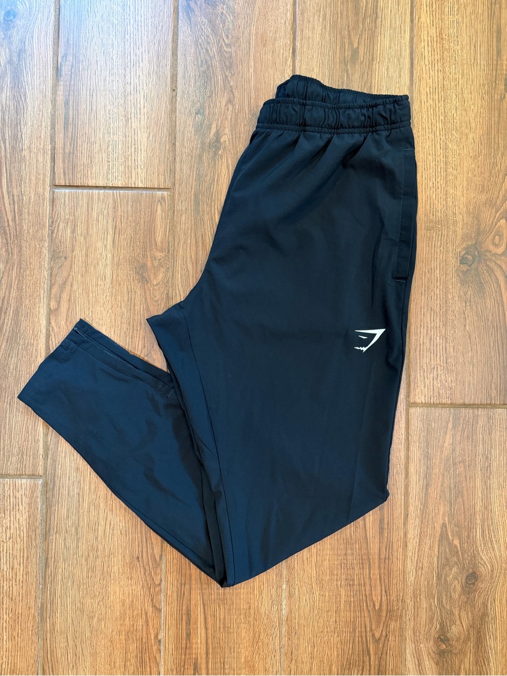 Gymshark Men's Black Performance Joggers with White Logo / medium
